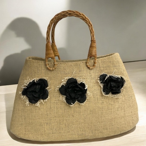 Vintage Jute Small Tote Bag 100% Jute Purse from India Pocketbook. - Picture 1 of 10